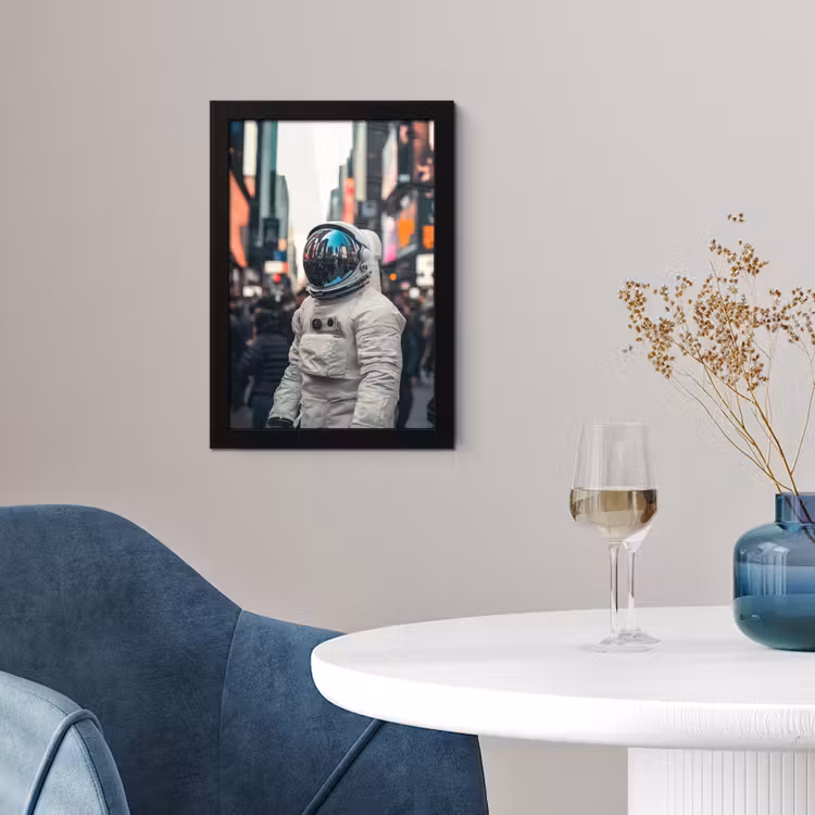 Stad - Mensen - Astronaut - Wit fotolijst zwart zonder passe partout klein -sfeer4