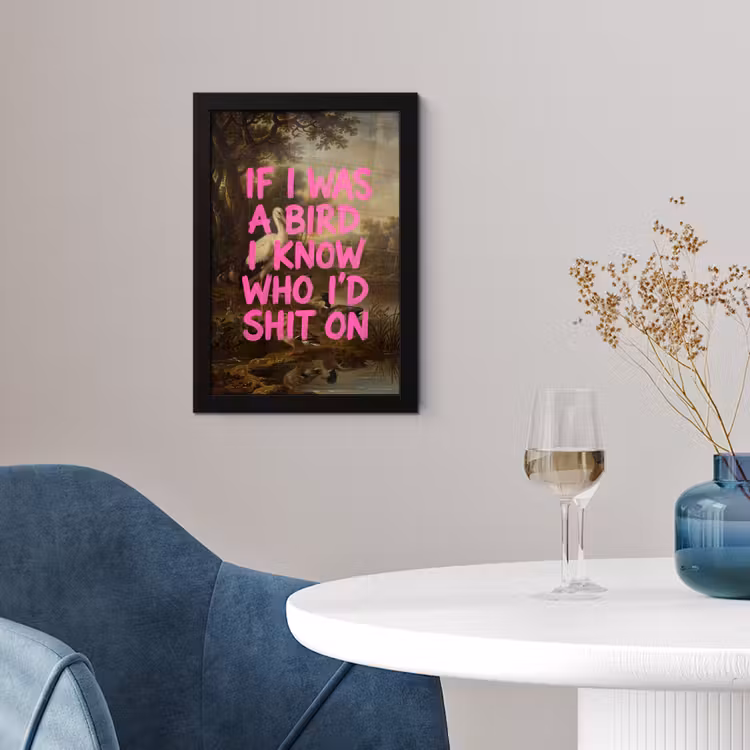 Klassiek - Humor - Roze fotolijst zwart zonder passe partout klein -sfeer4