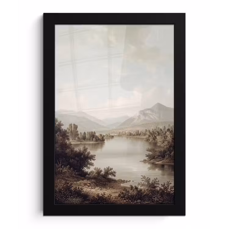 Klassiek - Landschap - Sereen fotolijst zwart zonder passe partout klein -3d