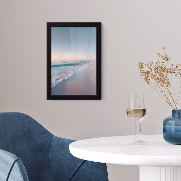 Kustlijn - Pastel - water fotolijst zwart zonder passe partout klein -sfeer4