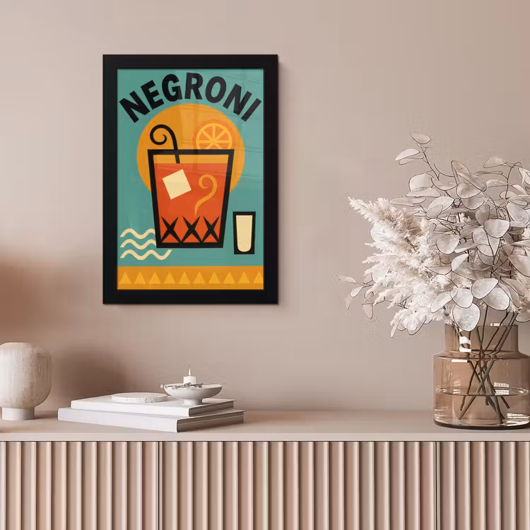 Cocktail - Negroni - Art - Sinaasappel fotolijst zwart zonder passe partout klein -sfeer5