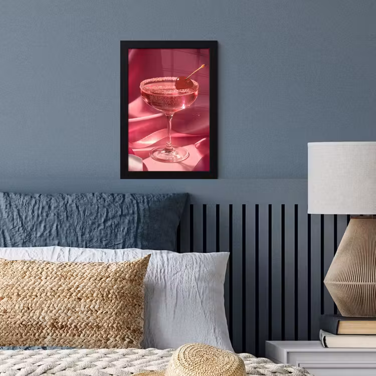 Cocktail - Pink - Luxe fotolijst zwart zonder passe partout klein -sfeer3