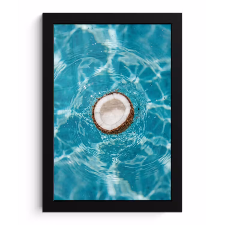 Kokosnoot - Water - Wit fotolijst zwart zonder passe partout klein -3d