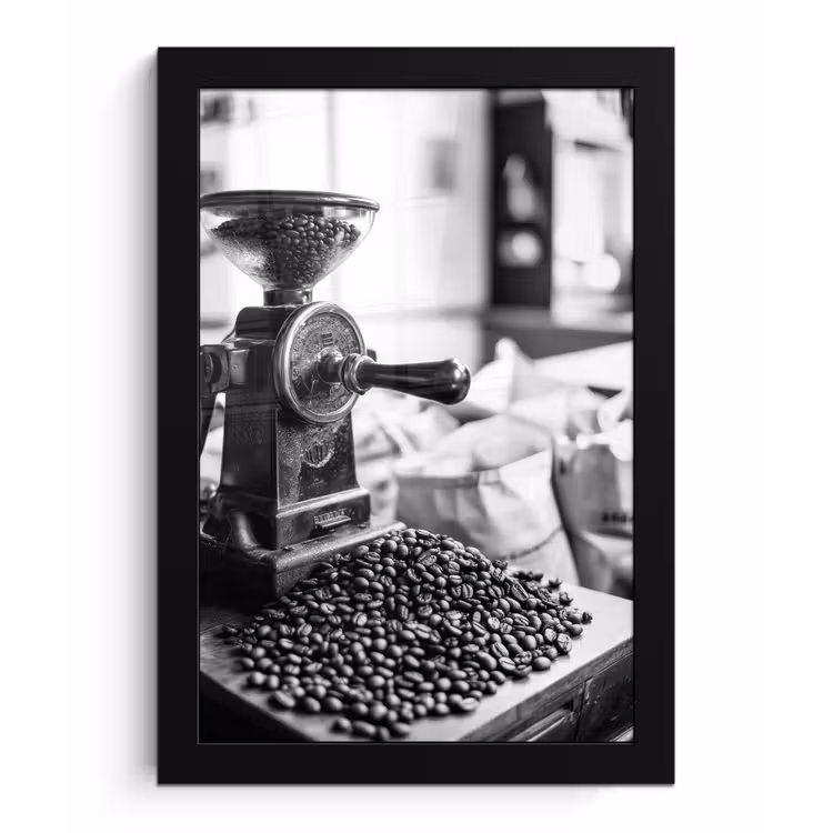 Koffiemolen - Gemalen - Vintage fotolijst zwart zonder passe partout klein -3d