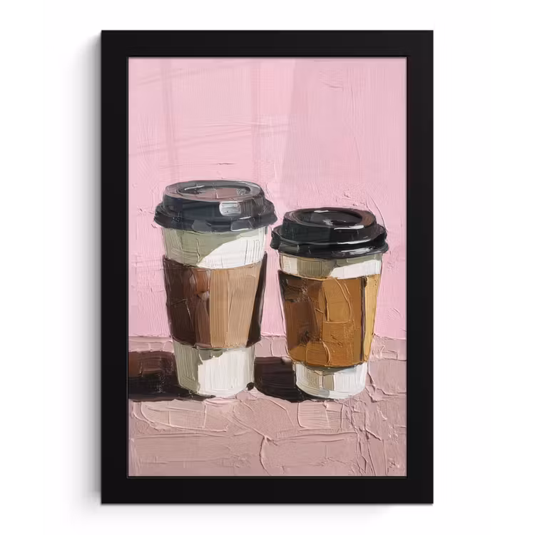 Koffiebekers - Deksel - Verf - Textuur fotolijst zwart zonder passe partout klein -3d