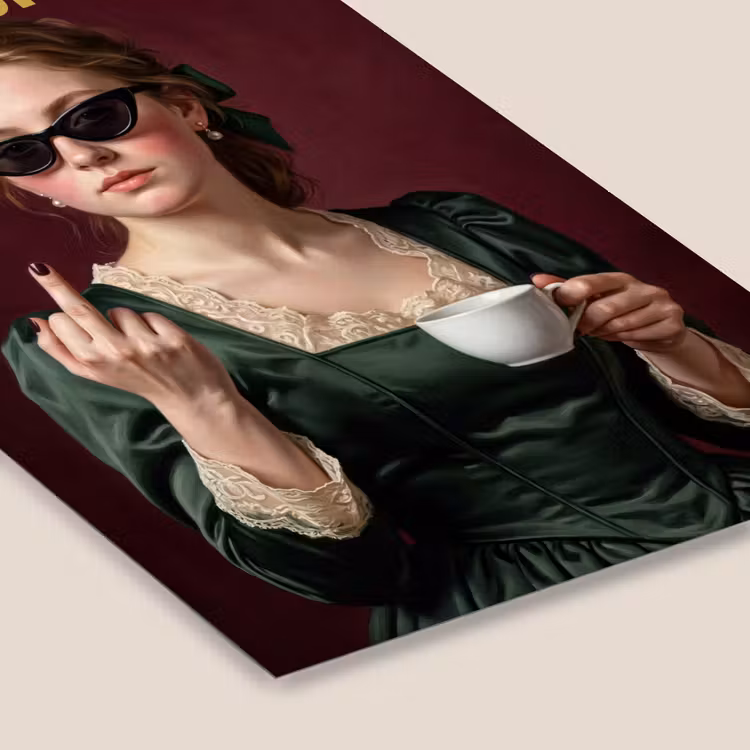 Koffie - Vrouw - Middelvinger fotolijst zwart zonder passe partout klein -zsfeer6