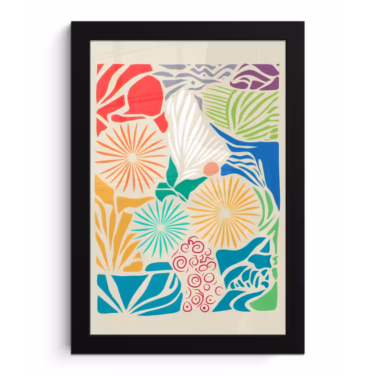 Kleurrijk - Abstract - Bloemen - Patronen fotolijst zwart zonder passe partout klein -3d