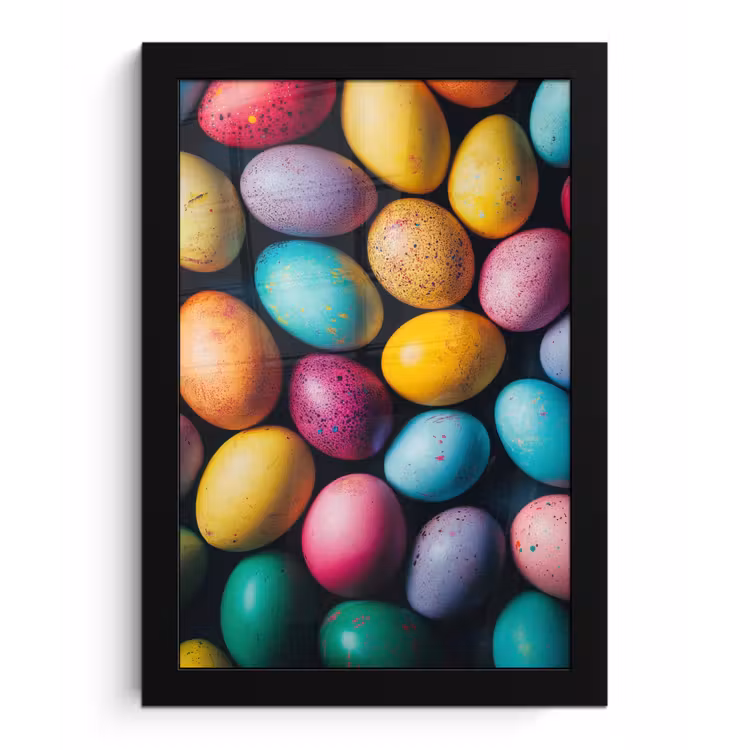 Kleurrijk - Paaseitjes - Spetters fotolijst zwart zonder passe partout klein -3d