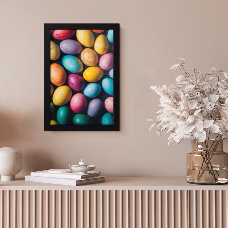 Kleurrijk - Paaseitjes - Spetters fotolijst zwart zonder passe partout klein -sfeer5