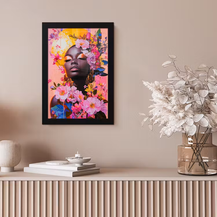 Kleurrijk - Bloemen - Vrouw - Zon fotolijst zwart zonder passe partout klein -sfeer5
