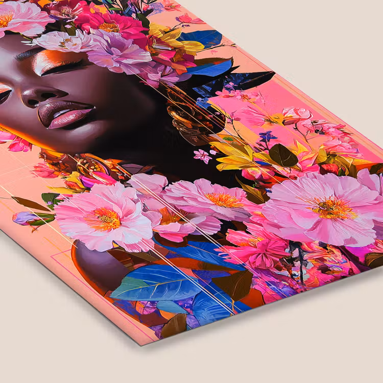 Kleurrijk - Bloemen - Vrouw - Zon fotolijst zwart zonder passe partout klein -zsfeer6