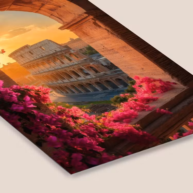 Colosseum - Rome - Roze Bloemen fotolijst zwart zonder passe partout klein -zsfeer6