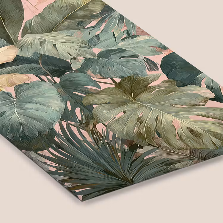 Compositie van bladeren - Groen - Roze fotolijst zwart zonder passe partout klein -zsfeer6
