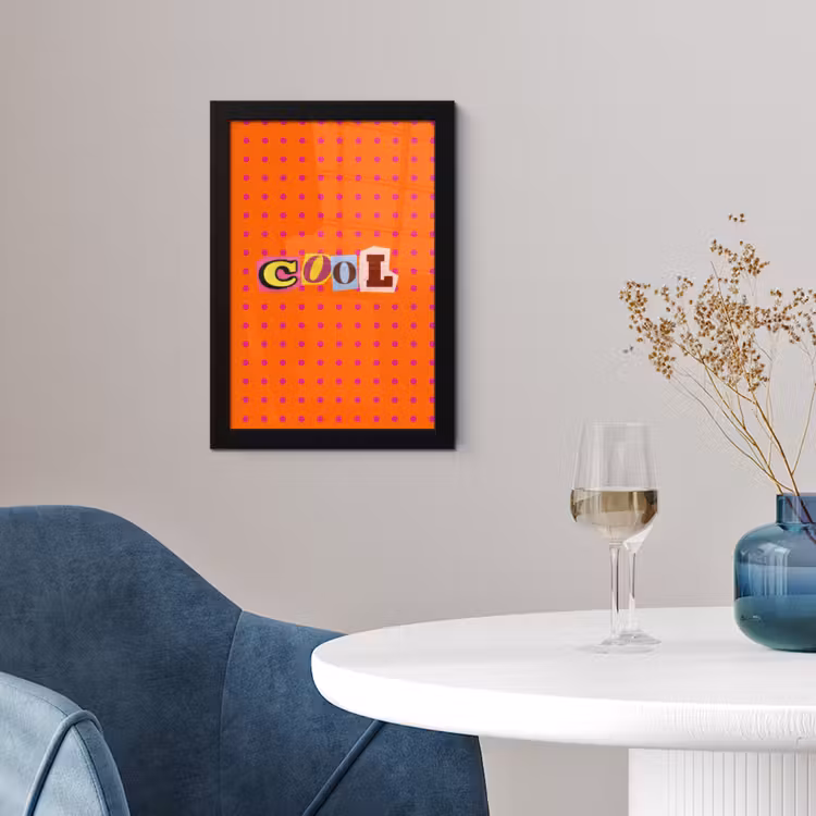 Cool - Stippen - Oranje fotolijst zwart zonder passe partout klein -sfeer4