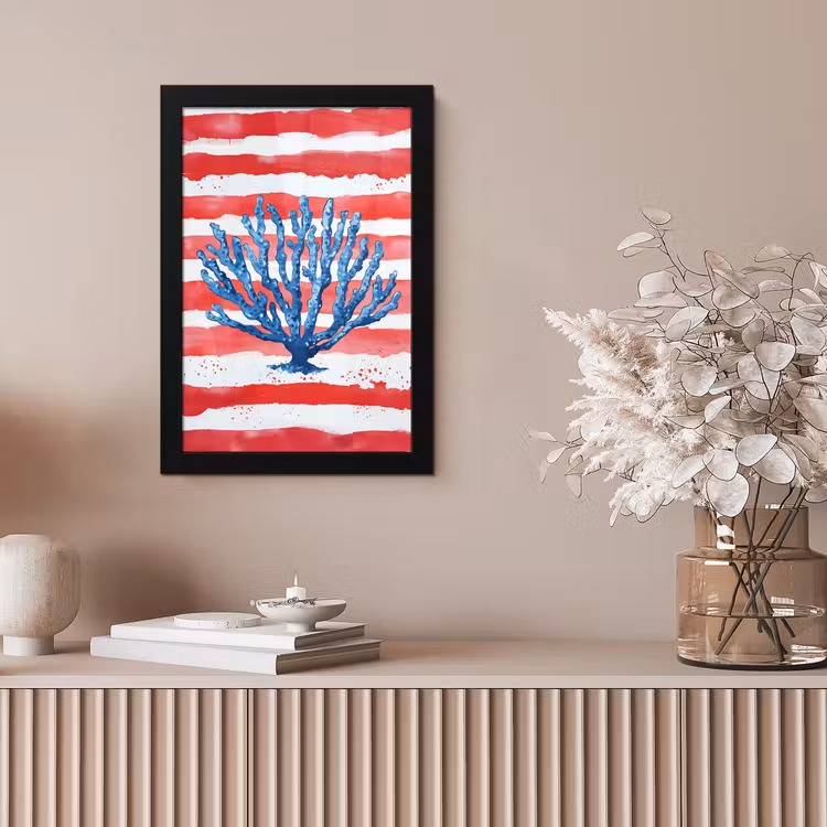 Koraal - Verfstructuur - Rood - Blauw fotolijst zwart zonder passe partout klein -sfeer5