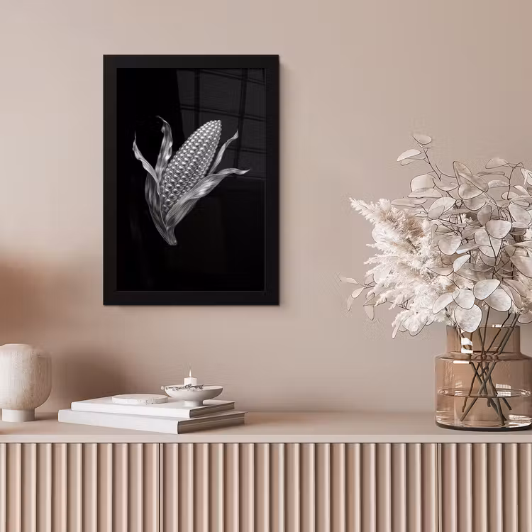 Maïskolf - Glanzend metaal - Elegant fotolijst zwart zonder passe partout klein -sfeer5
