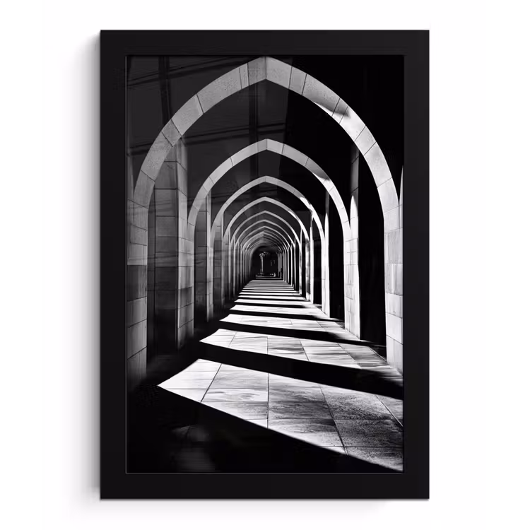 Gang - Bogen - Schaduw - Diepte fotolijst zwart zonder passe partout klein -3d
