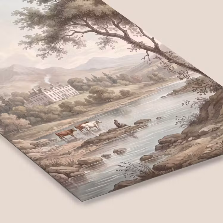 Landhuis - Rivier - Vee fotolijst zwart zonder passe partout klein -zsfeer6