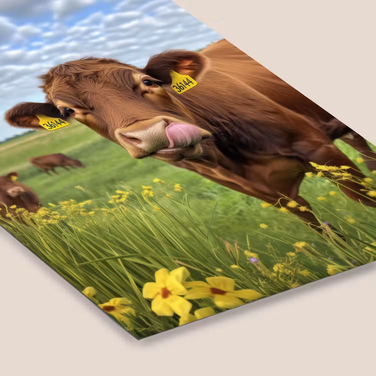 Koe - Weide - Bloemen fotolijst zwart zonder passe partout klein -zsfeer6