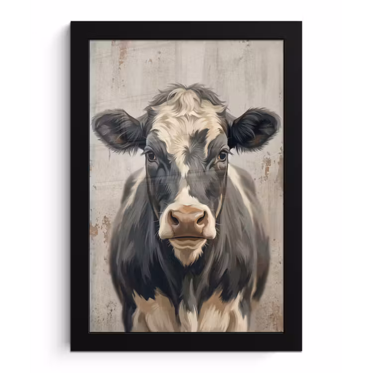 Koe - Portret - Dieren - Modern fotolijst zwart zonder passe partout klein -3d
