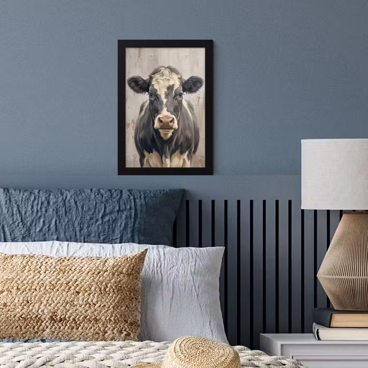 Koe - Portret - Dieren - Modern fotolijst zwart zonder passe partout klein -sfeer3