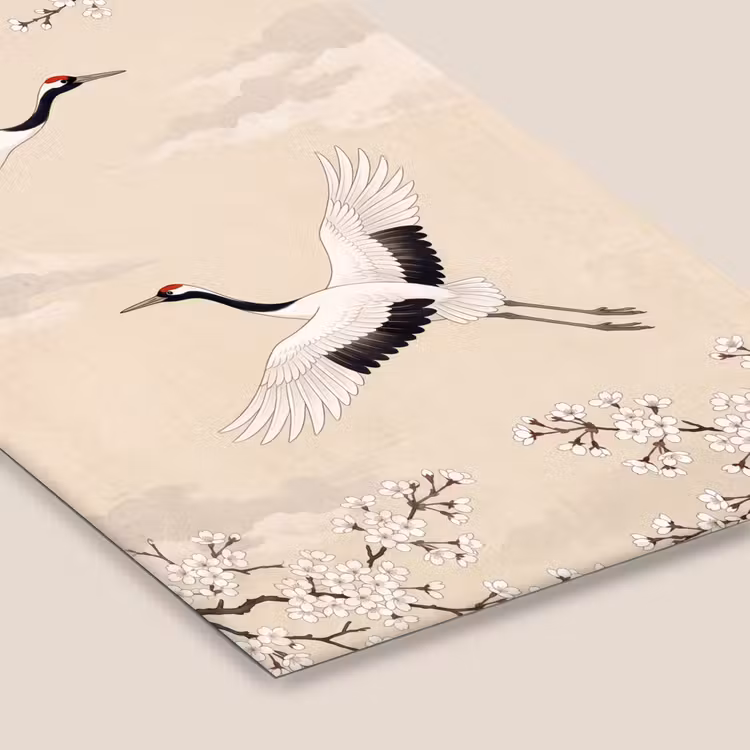 Kraanvogels - Bloesem - Beige fotolijst zwart zonder passe partout klein -zsfeer6
