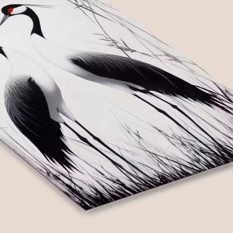 Kraanvogels - Gras - Hartvorm - Zwart fotolijst zwart zonder passe partout klein -zsfeer6