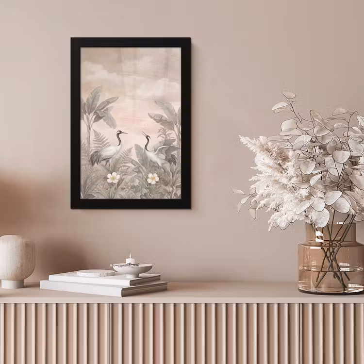 Kraanvogels - Natuur - Roze fotolijst zwart zonder passe partout klein -sfeer5