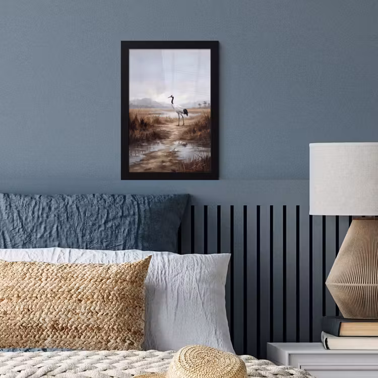Kraanvogel - Natuur - Realistisch fotolijst zwart zonder passe partout klein -sfeer3