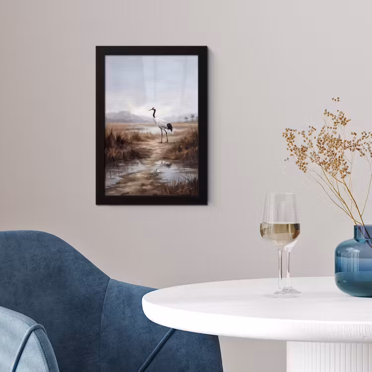 Kraanvogel - Natuur - Realistisch fotolijst zwart zonder passe partout klein -sfeer4