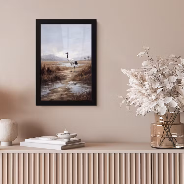 Kraanvogel - Natuur - Realistisch fotolijst zwart zonder passe partout klein -sfeer5