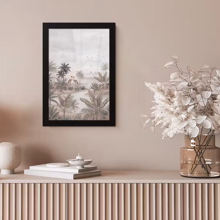 Kraanvogels - Palmbomen - Tropisch fotolijst zwart zonder passe partout klein -sfeer5