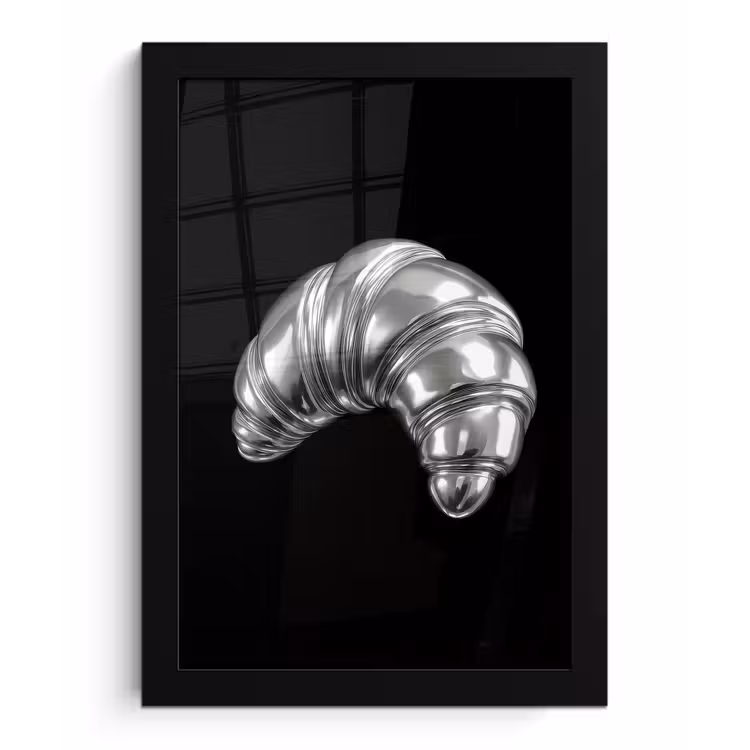 Croissant - Metaal - Zilver fotolijst zwart zonder passe partout klein -3d