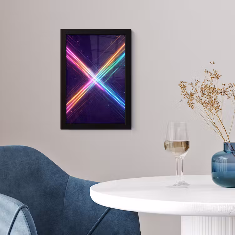 Kruisen - Lasterstralen - Neon fotolijst zwart zonder passe partout klein -sfeer4