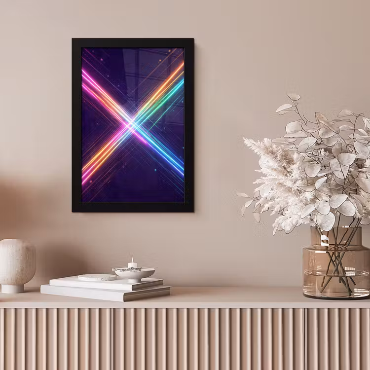 Kruisen - Lasterstralen - Neon fotolijst zwart zonder passe partout klein -sfeer5