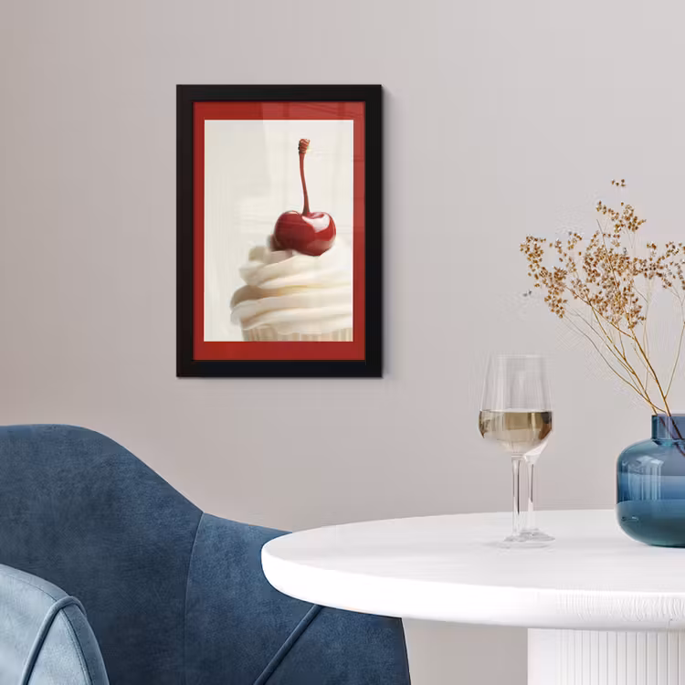 Cupcake - Kers - Rood fotolijst zwart zonder passe partout klein -sfeer4