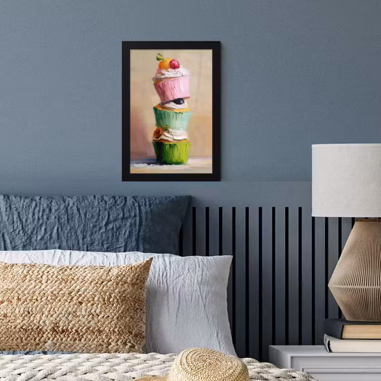 Cupcakes - Gestapeld - Kleurrijk - Fruit fotolijst zwart zonder passe partout klein -sfeer3