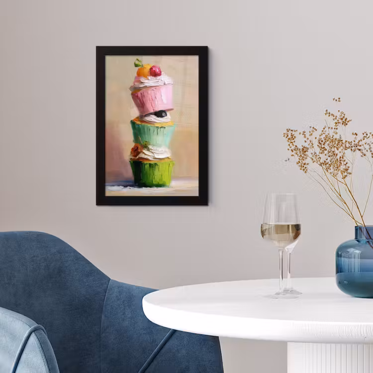 Cupcakes - Gestapeld - Kleurrijk - Fruit fotolijst zwart zonder passe partout klein -sfeer4