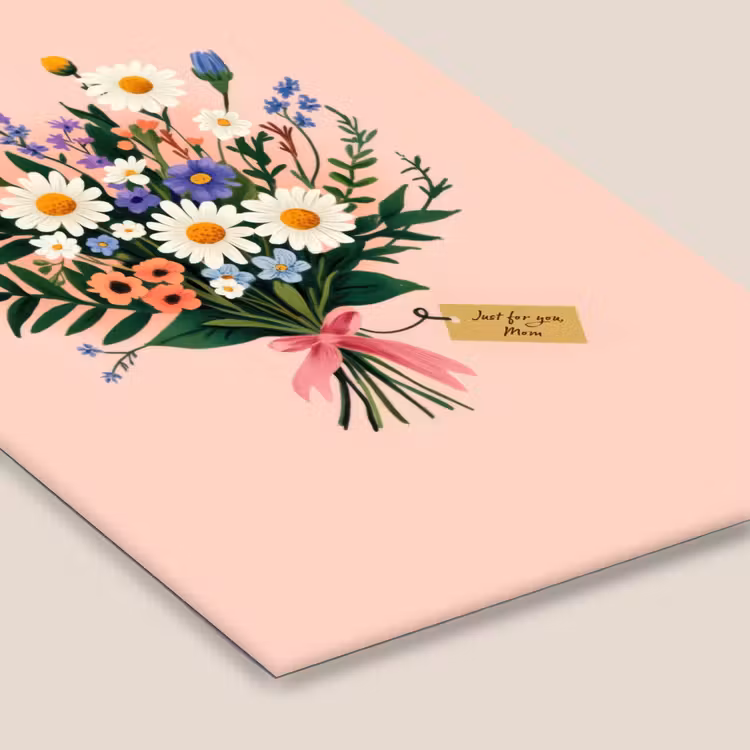 Margrieten - Boeket - Strikje - Roze fotolijst zwart zonder passe partout klein -zsfeer6