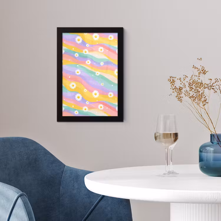 Madeliefjes - Kleurrijk - Pastel - Vrolijk fotolijst zwart zonder passe partout klein -sfeer4
