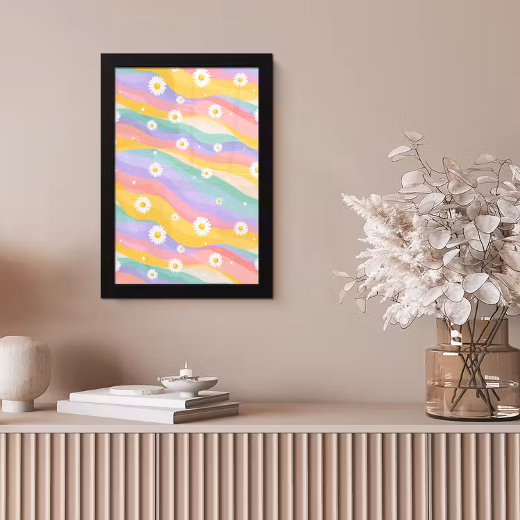Madeliefjes - Kleurrijk - Pastel - Vrolijk fotolijst zwart zonder passe partout klein -sfeer5