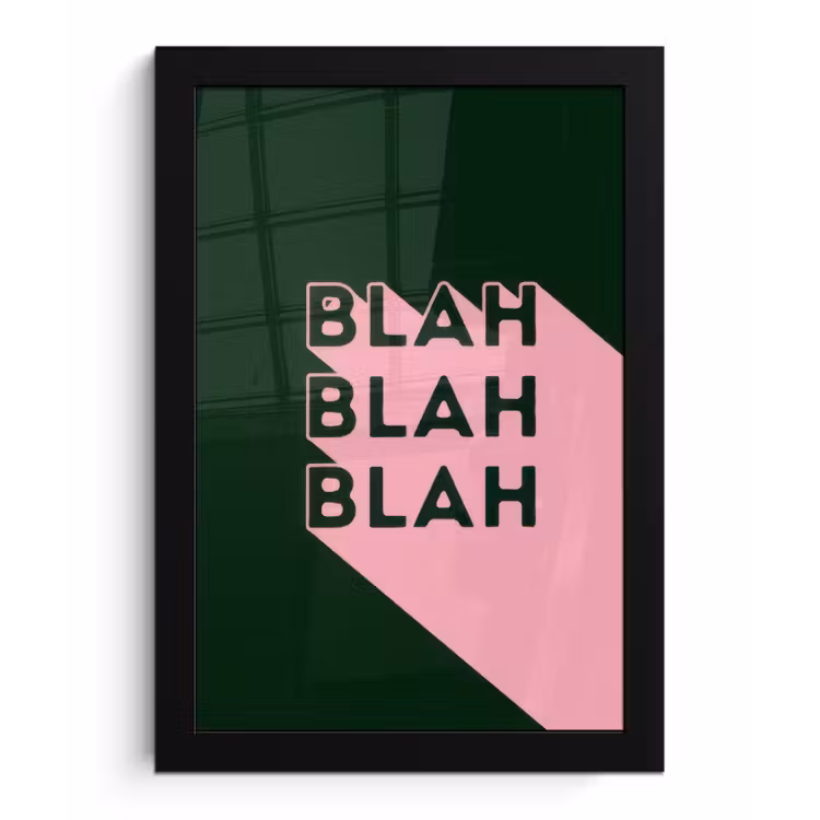 Donkergroen - Tekst - Schaduw - Grafisch fotolijst zwart zonder passe partout klein -3d