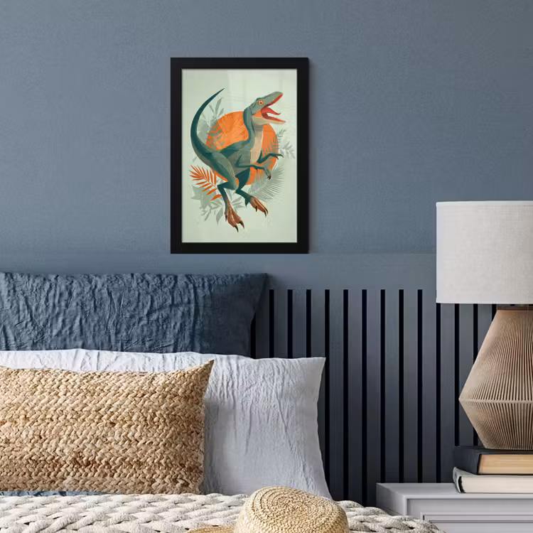 Dino - Bladeren - Grafisch - Groen fotolijst zwart zonder passe partout klein -sfeer3