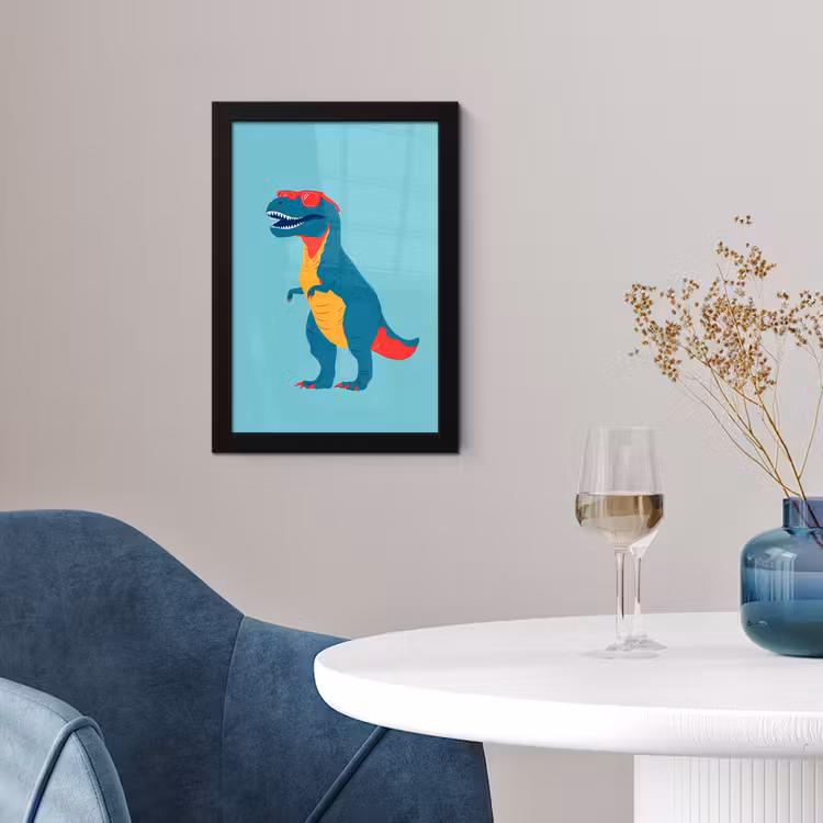 Dinosaurus - Blauw - Zonnebril fotolijst zwart zonder passe partout klein -sfeer4
