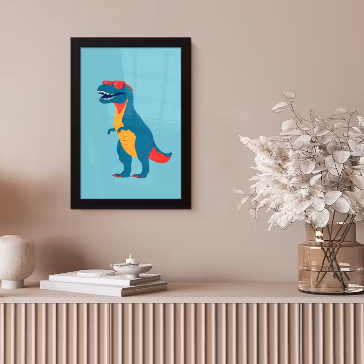 Dinosaurus - Blauw - Zonnebril fotolijst zwart zonder passe partout klein -sfeer5