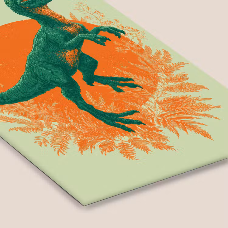Dinosaurus - Groen - Planten - Cirkel fotolijst zwart zonder passe partout klein -zsfeer6