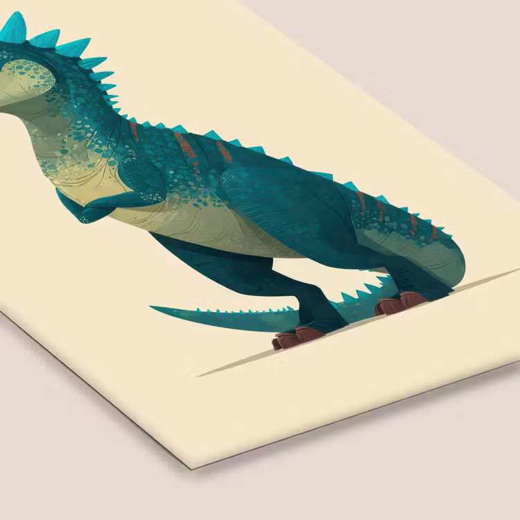Dinosaurus - Turquoise - Stekels fotolijst zwart zonder passe partout klein -zsfeer6