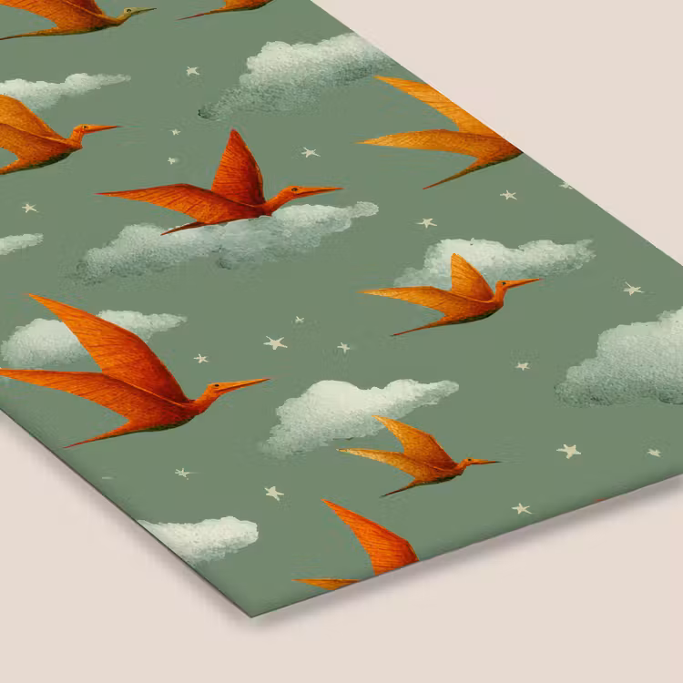 Dinosaurussen - Wolken - Sterren - Oranje fotolijst zwart zonder passe partout klein -zsfeer6