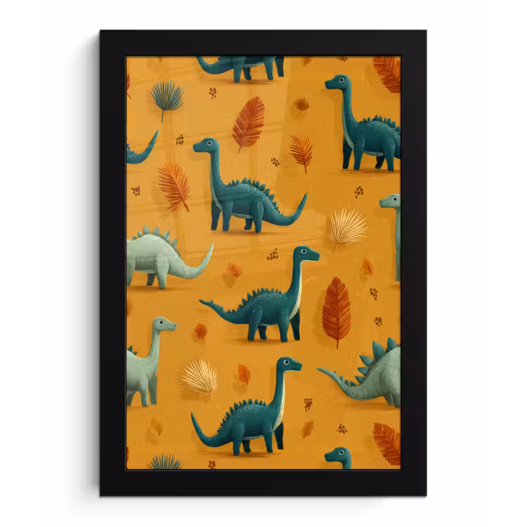 Dinosaurussen - Stekels - Herfstbladeren - Bruin fotolijst zwart zonder passe partout klein -3d