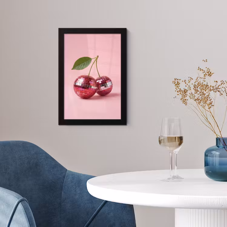 Disco - Kersen - Roze fotolijst zwart zonder passe partout klein -sfeer4